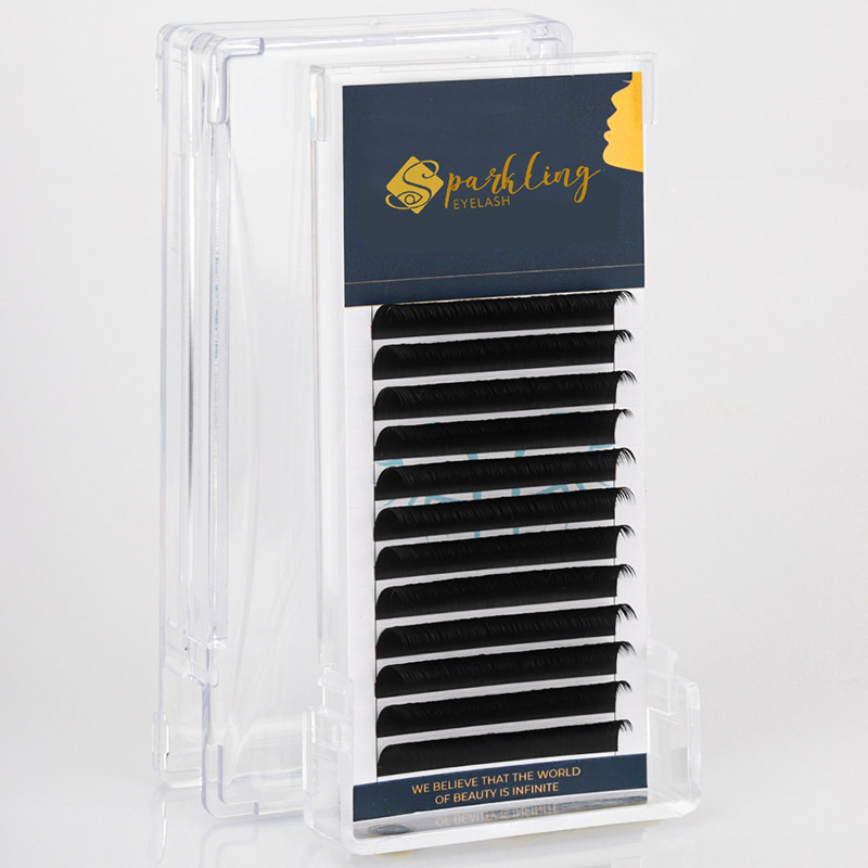 12 trakov Easy Fan Volume Lash Extensions 0,07 D Curl Korean PBT trepalnice