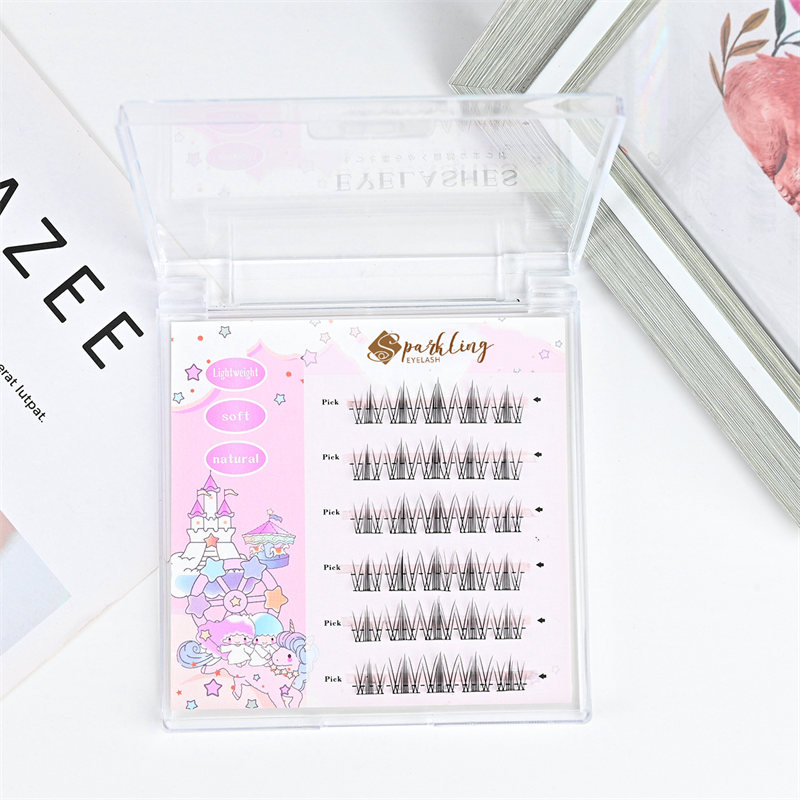 Vnaprej zlepljeno DIY Press on Cluster Eyelash Extension